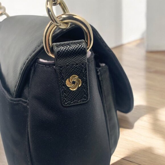 Samsonite Black RFID-Protected Nylon Travel Purse Chain Strap Black & Gold - Picture 5 of 12